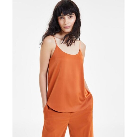 Bar III Women's Bronze Satin Spaghetti-Strap Scoop-Neck Camisole NWT - Picture 1 of 6